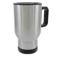 Silver thermal travelling mugs