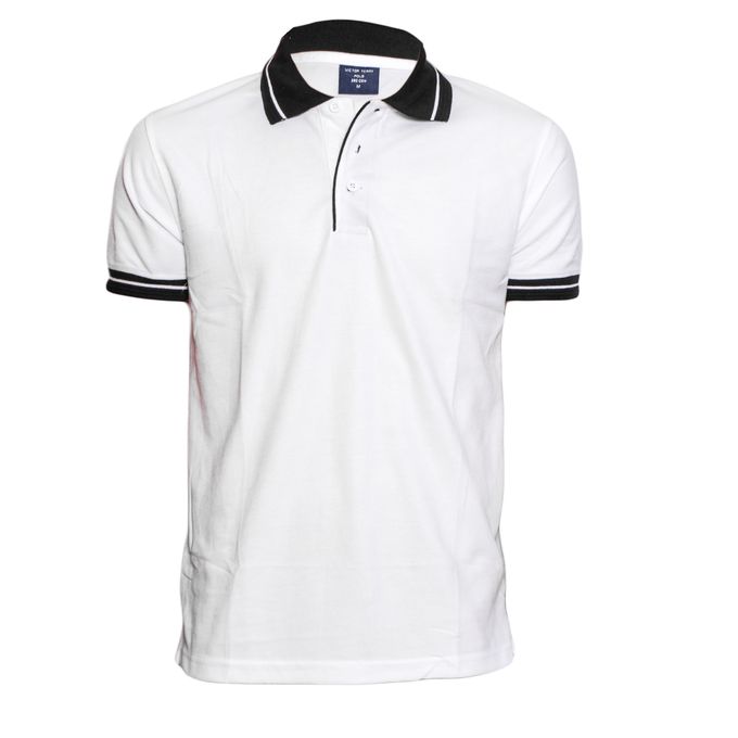 White Collar Black Polo T-Shirts