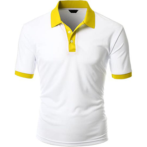 White Collar Yellow Polo T-Shirts