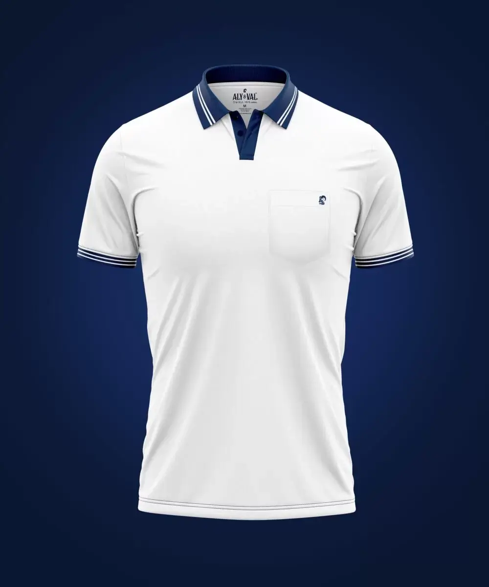 White Collar Navy Blue Polo T-Shirts
