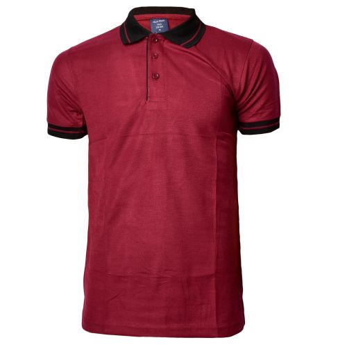 Maroon Collar Black Polo T-Shirts