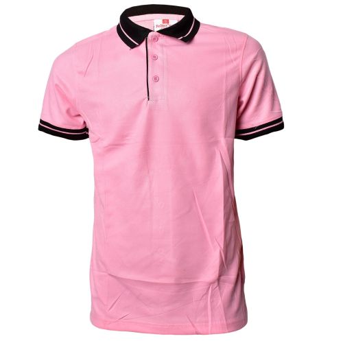 Pink Collar Black Polo T-Shirts