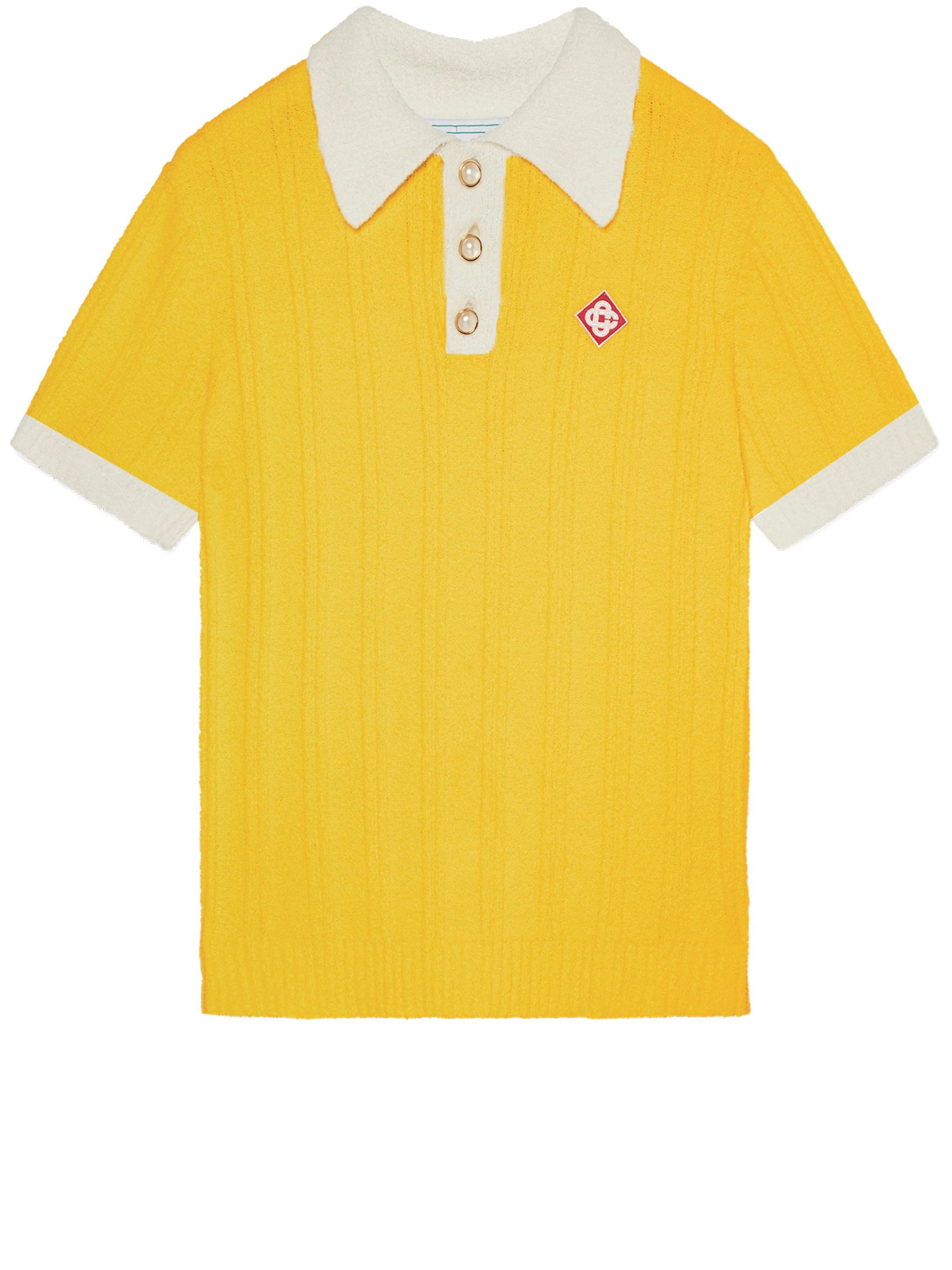 Yellow Collar White Polo T-Shirts