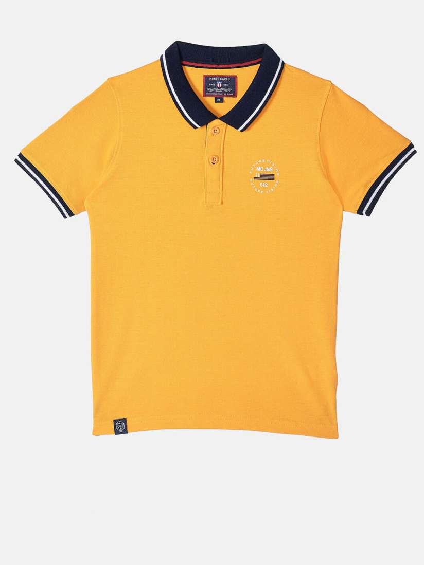 Mustard Yellow Collar Black Polo T-Shirts