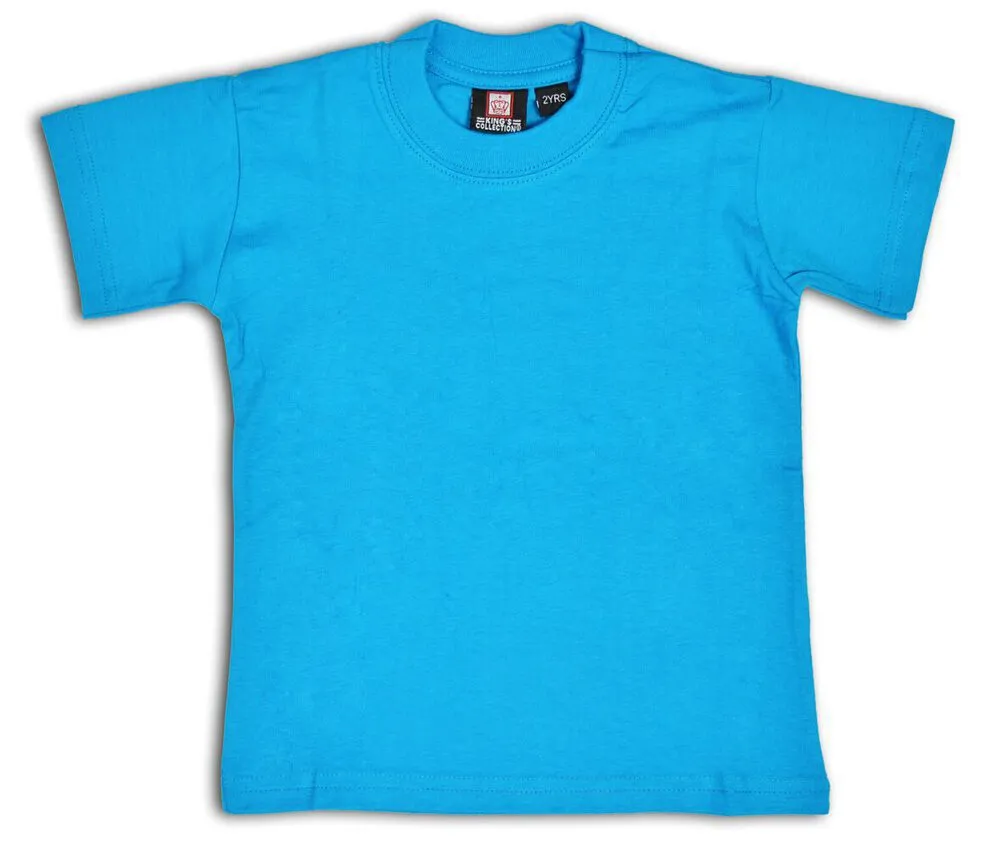 Kids Cyan Blue Round Neck T-shirts