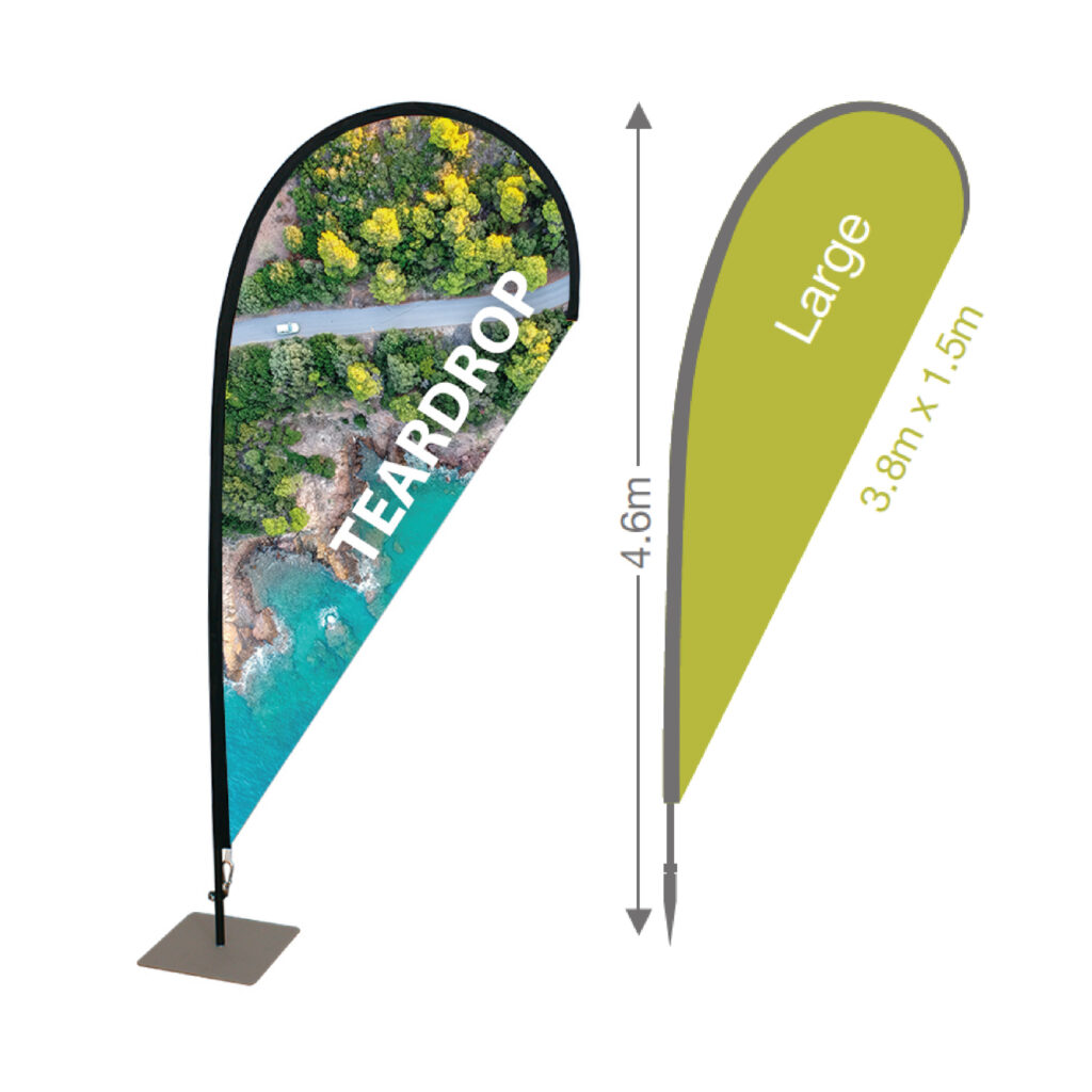 Teardrop stand 3.5m printed fabric and stand